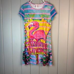 Leoma Lovegrove flamingo diner t shirt‎ dress tunic cover up gown size petite Sm